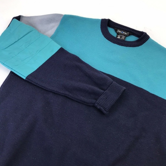 Mens Sweater Wool Pullover Ski Colorblock Hipster - Picture 2 of 7